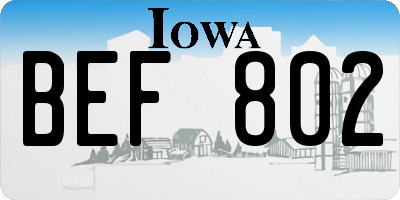 IA license plate BEF802