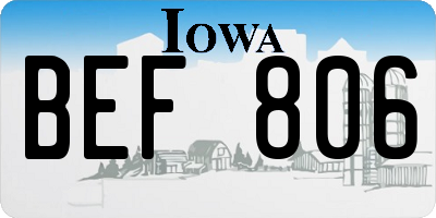 IA license plate BEF806