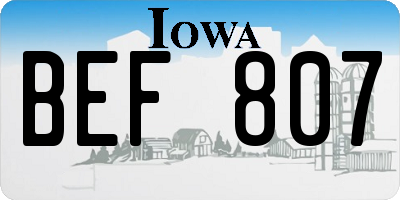IA license plate BEF807
