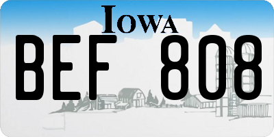 IA license plate BEF808