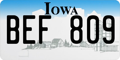 IA license plate BEF809