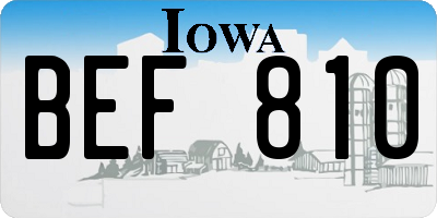 IA license plate BEF810
