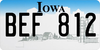 IA license plate BEF812