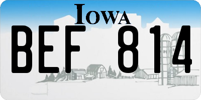 IA license plate BEF814