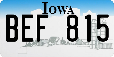 IA license plate BEF815