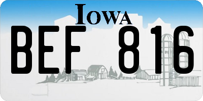 IA license plate BEF816
