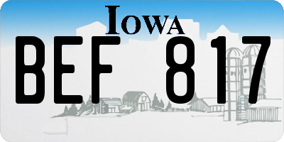 IA license plate BEF817