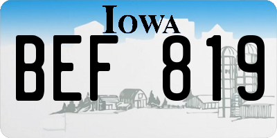 IA license plate BEF819