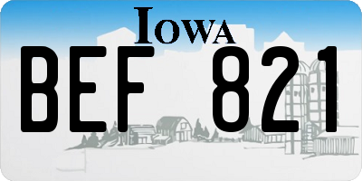 IA license plate BEF821
