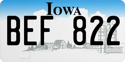 IA license plate BEF822