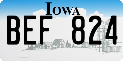 IA license plate BEF824