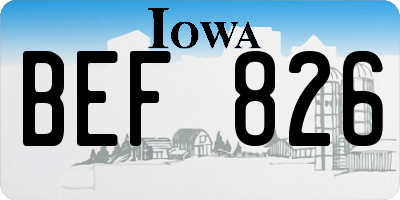 IA license plate BEF826