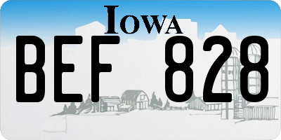 IA license plate BEF828