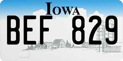 IA license plate BEF829