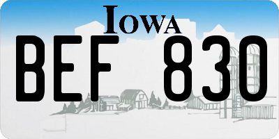 IA license plate BEF830