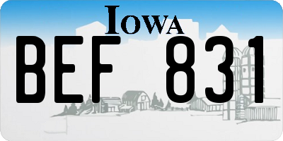 IA license plate BEF831