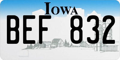 IA license plate BEF832