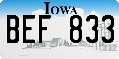 IA license plate BEF833
