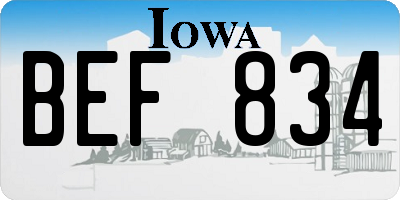 IA license plate BEF834