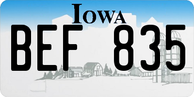 IA license plate BEF835