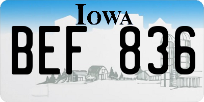 IA license plate BEF836