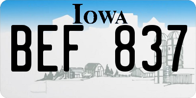 IA license plate BEF837