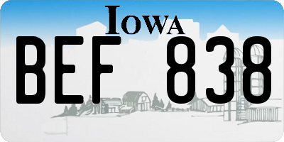 IA license plate BEF838