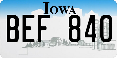 IA license plate BEF840