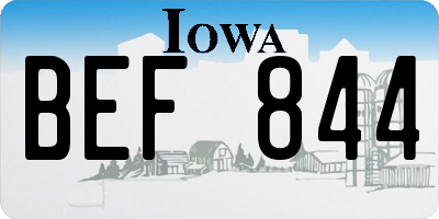 IA license plate BEF844