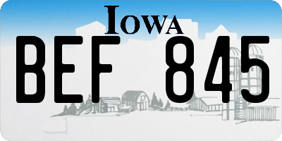 IA license plate BEF845