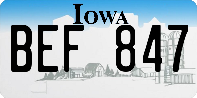 IA license plate BEF847