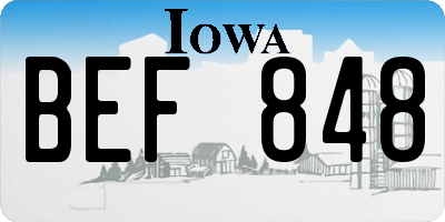 IA license plate BEF848