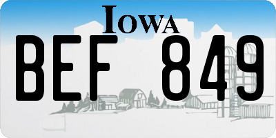 IA license plate BEF849