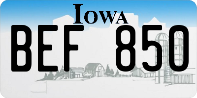 IA license plate BEF850