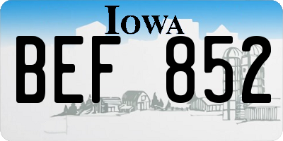 IA license plate BEF852
