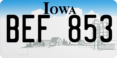 IA license plate BEF853