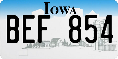 IA license plate BEF854