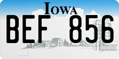 IA license plate BEF856