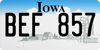 IA license plate BEF857