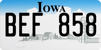 IA license plate BEF858