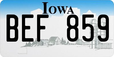 IA license plate BEF859