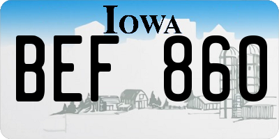 IA license plate BEF860