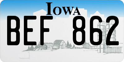 IA license plate BEF862