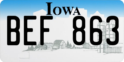 IA license plate BEF863