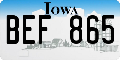 IA license plate BEF865