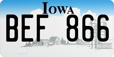 IA license plate BEF866