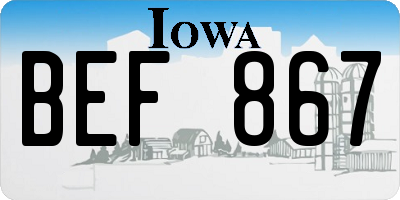 IA license plate BEF867