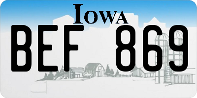 IA license plate BEF869