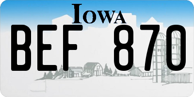IA license plate BEF870