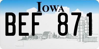IA license plate BEF871